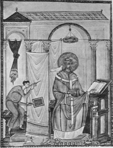 Pope Gregory taking dictation